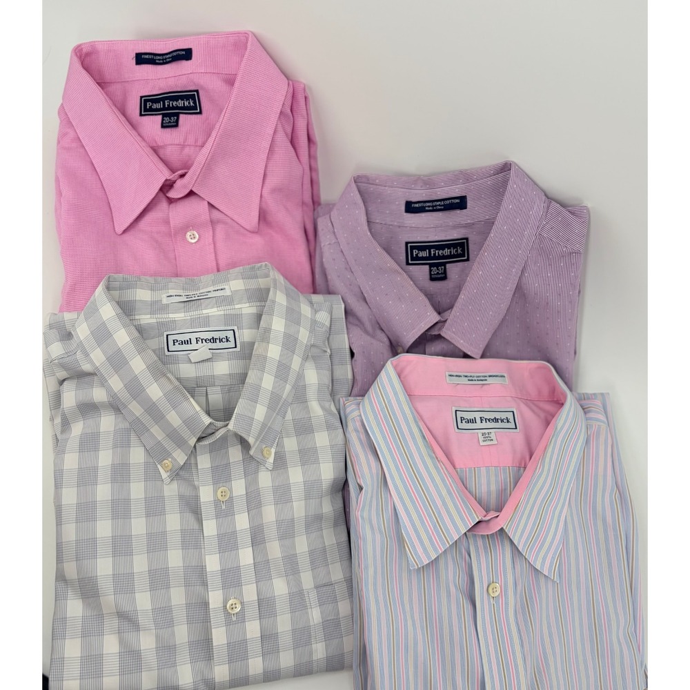 Lot 7 Paul Fredrick Dress Shirts 100% Cotton Non Iron Easy Care 19 37 & 20 37